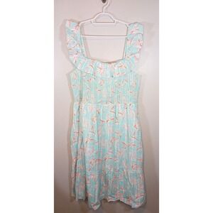 Vineyard Vines Milkmaid Tropical Floral Coastal Beach Midi Dress Size XXL NWT